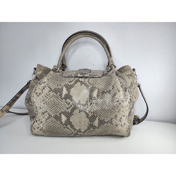 Michael Kors Jenna Tan Python Snakeskin Embossed Large Tote Shoulder Bag Purse - Picture 6 of 16